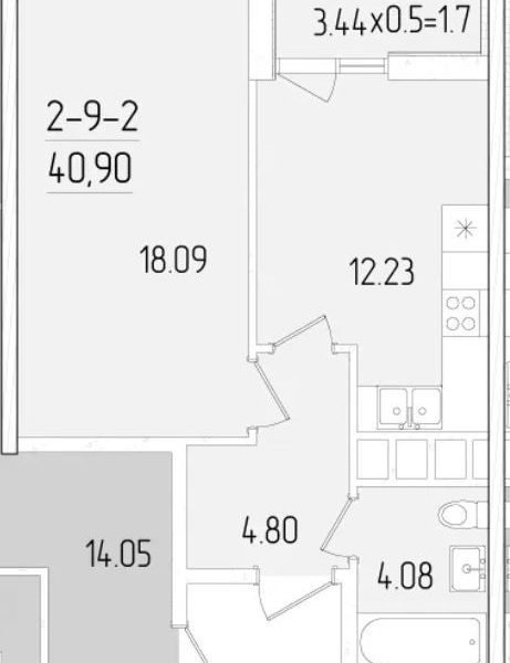 Продам квартиру 41 кв. м., 9/24, новый, сданный доме, жк 61-я Жемчужина