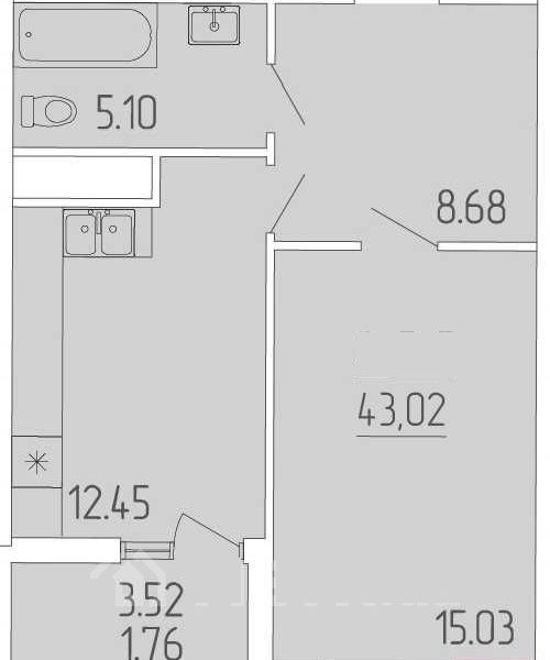 Продам квартиру 43 кв. м., 5/24, новый дом, жк 65-я Жемчужина.